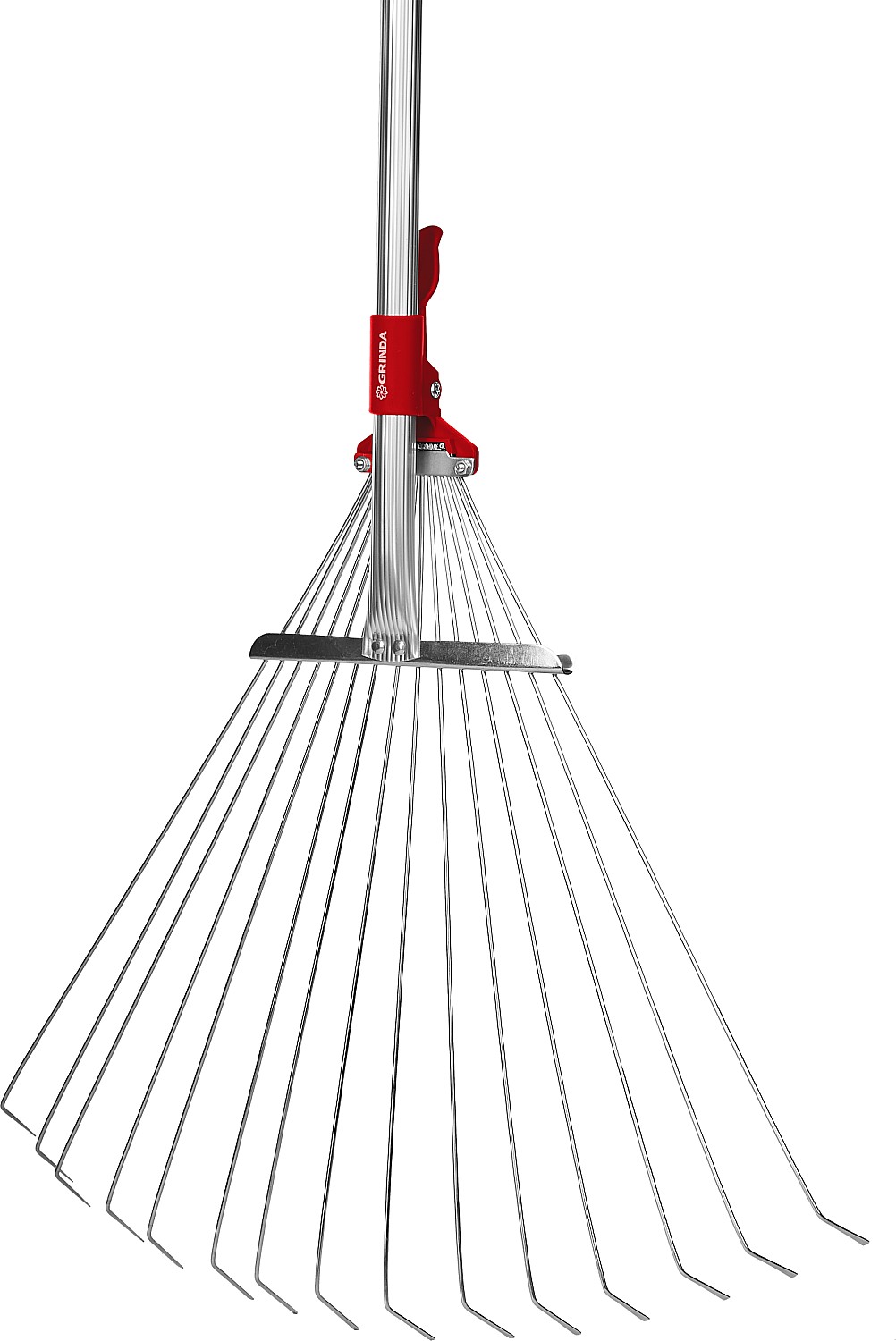 GRINDA GХ-30, длина 1240 мм, ширина 170 - 450 мм, стальные проволочные, алюминиевый черенок, регулируемые веерные грабли (8-421867)