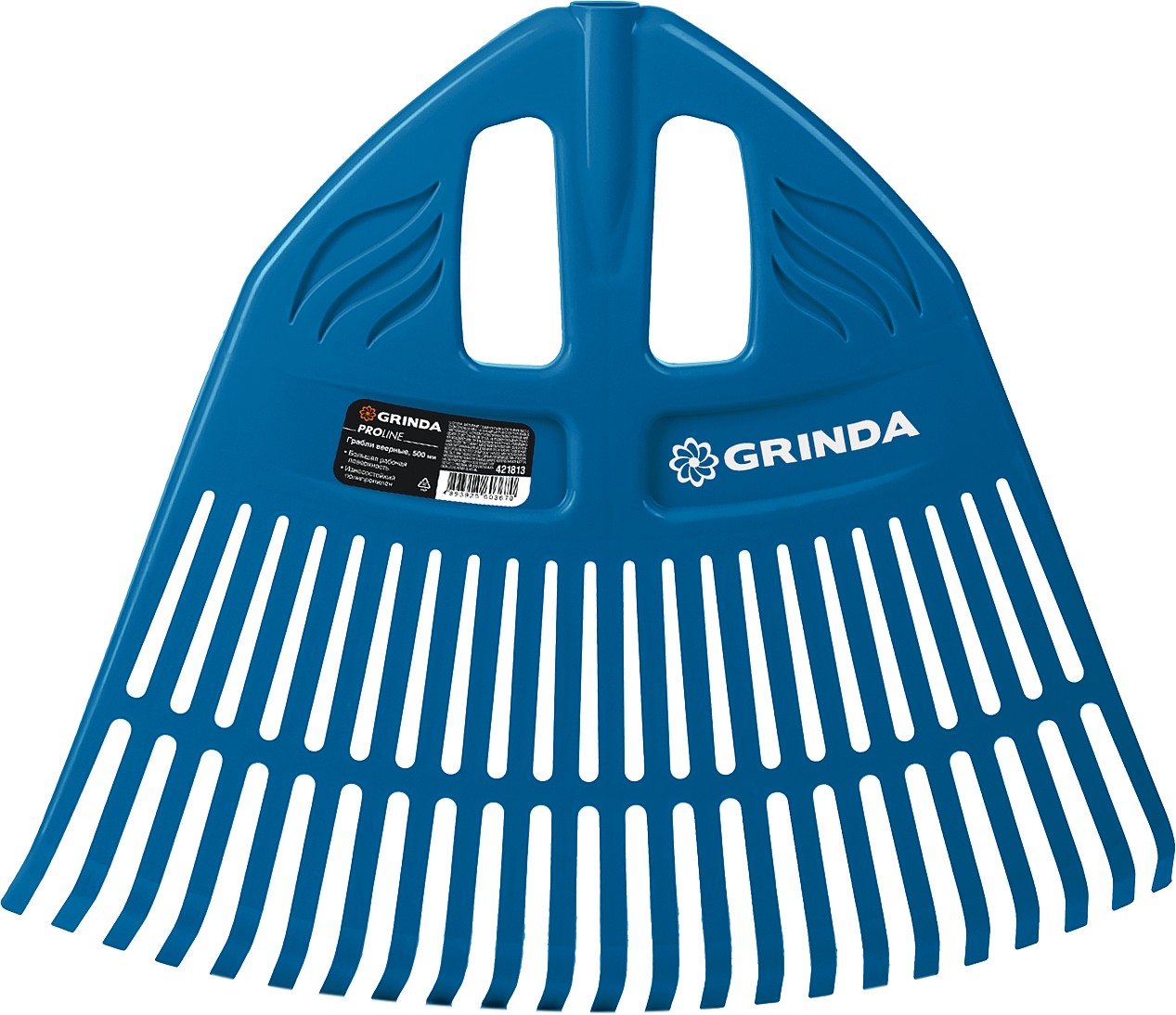 GRINDA PP-23, 500 х 50 х 420 мм, 23 зубца, без черенка, пластиковые, веерные грабли, PROLine (421813)