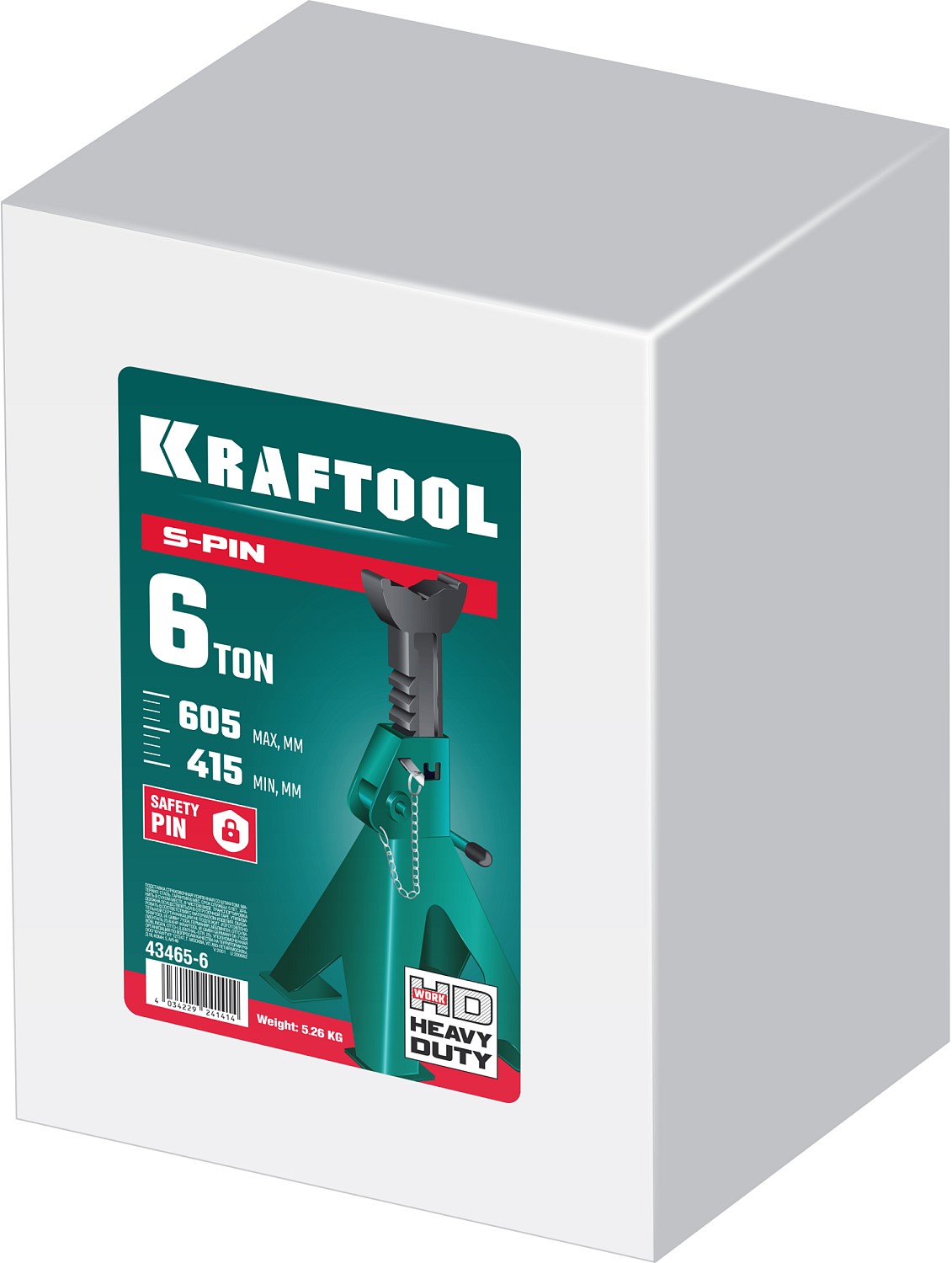 KRAFTOOL S-PIN, 6 т, 415 - 605 мм, усиленная страховочная подставка со штифтом (43465-6)