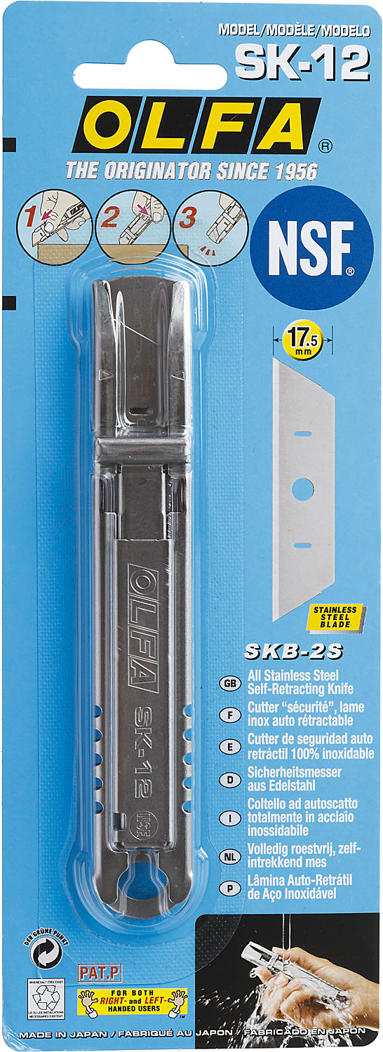 OLFA металлический корпус, безопасный нож с трапециевидным лезвием (OL-SK-12)