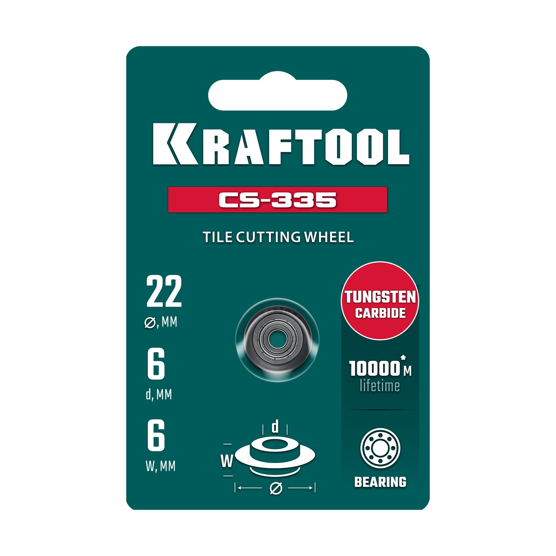 KRAFTOOL 22х6х6 мм, на подшипнике, режущий ролик для ручных плиткорезов (33270)