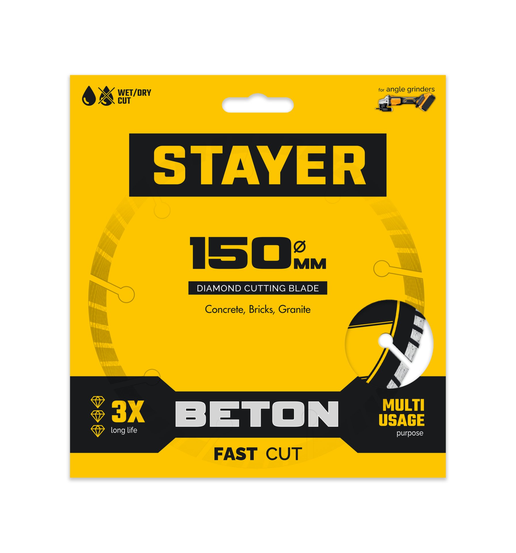 STAYER BETON 150 мм (22.2 х 7 х 2.4 мм), сегментный алмазный диск (3660-150)