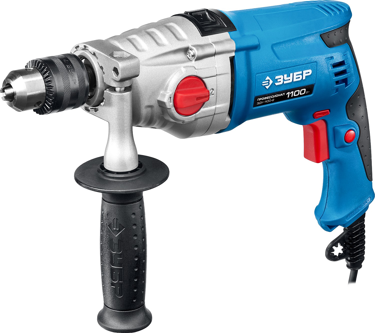 ЗУБР 1100 Вт, 13 мм, 2 скорости, ударная дрель, мет. корпус, Профессионал (ЗДУ-1100-2 ЭРМКМ2)