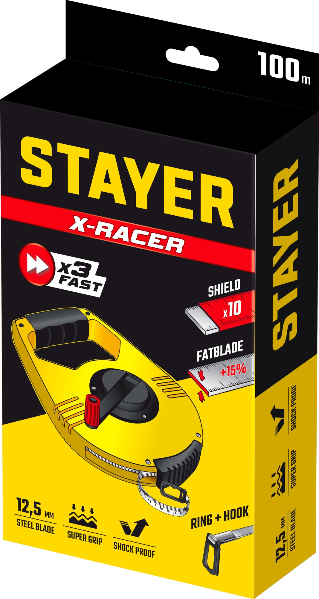 STAYER RACER 100 м геодезическая стальная мерная лента (34186-100)