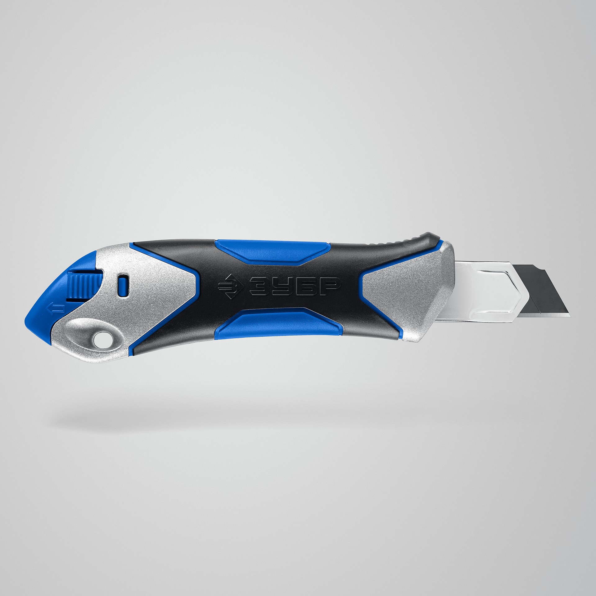 ЗУБР Титан-В, 18 мм, металлический обрезиненный нож с винтовым фиксатором, Профессионал (09174)