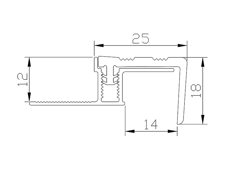 Профиль «Евроступень» P 25x12x2500 мм серый