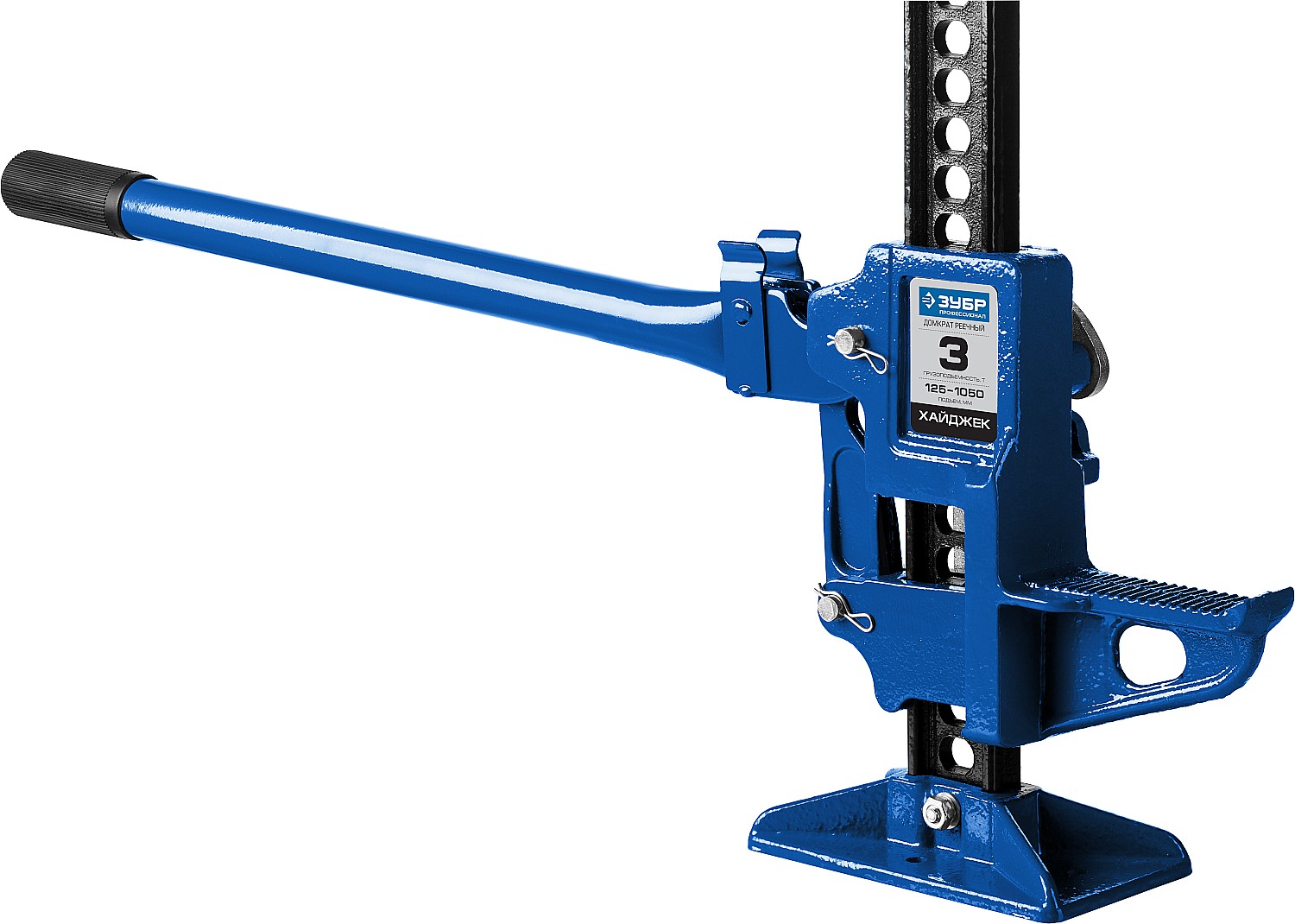 ЗУБР Хай-джек, 3 т, 125 - 1050 мм, реечный механический домкрат, Профессионал (43045-3-110)