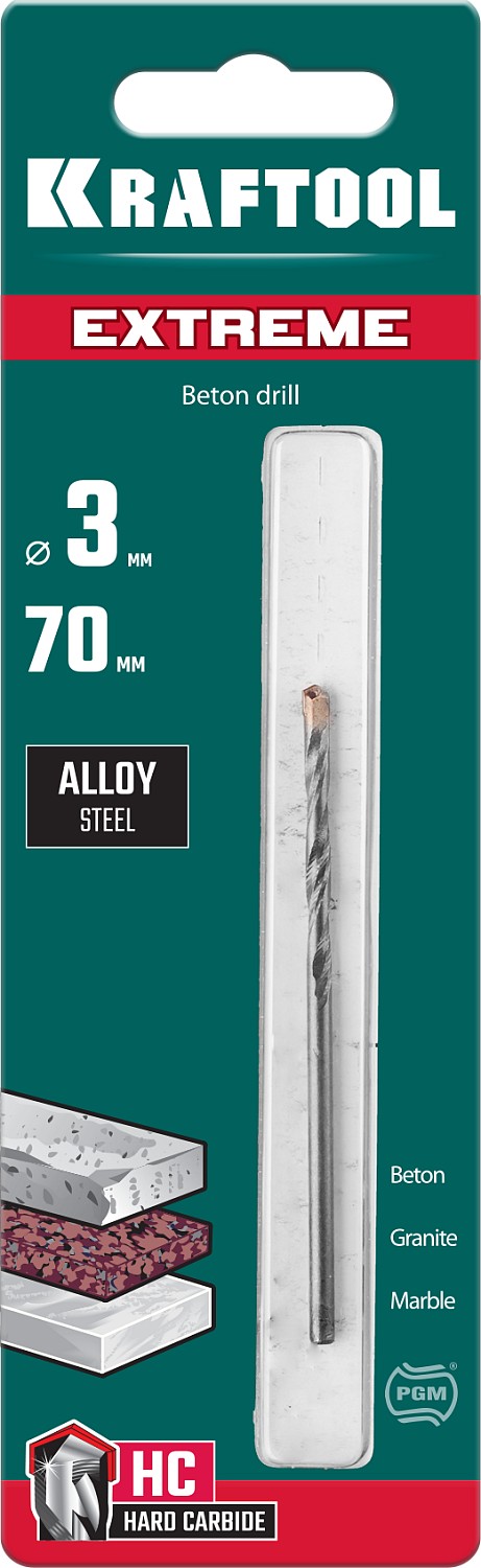 KRAFTOOL Extreme, 3 х 70 мм, цилиндр. хвостовик, сверло по бетону (29166-070-03)
