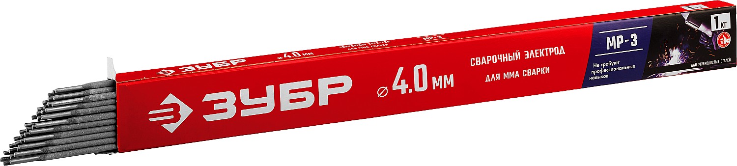 ЗУБР Д 4.0 х 450 мм, 1 кг в коробке, МР-3 рутиловый, электрод сварочный (40011-4.0)