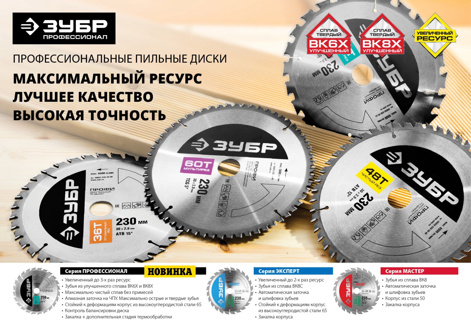 ЗУБР Чистый рез, 230 х 30 мм, 48Т, пильный диск по дереву, Профессионал (36852-230-30-48)
