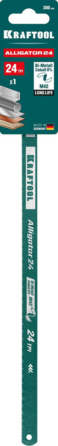KRAFTOOL Alligator-24, 24 TPI, 300 мм, биметаллическое гибкое полотно по металлу (15942-24-1)