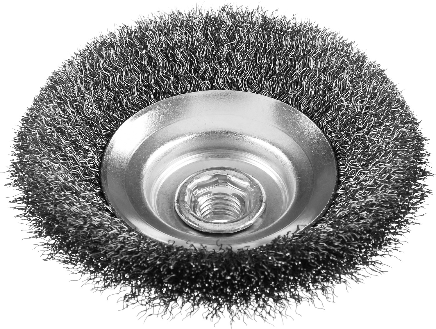 ЗУБР 125 мм, витая, стальная проволока 0.3 мм, коническая щетка-крацовка для УШМ, Профессионал (35265-125)