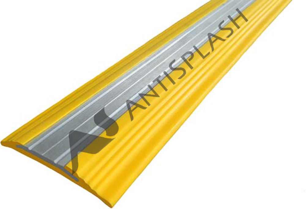 Резиновый профиль с алюминиевой вставкой «NoSlip», полоса, 2,7 м желтый
