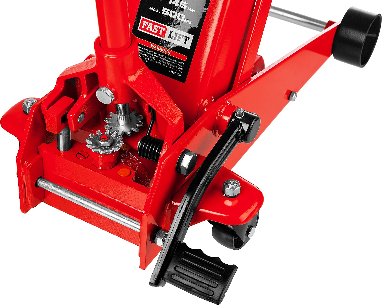 STAYER F-35 RED FORCE, 3.5 т, 145 - 500 мм, подкатной домкрат с быстрым и высоким подъемом для СТО, Professional (43155-3.5)