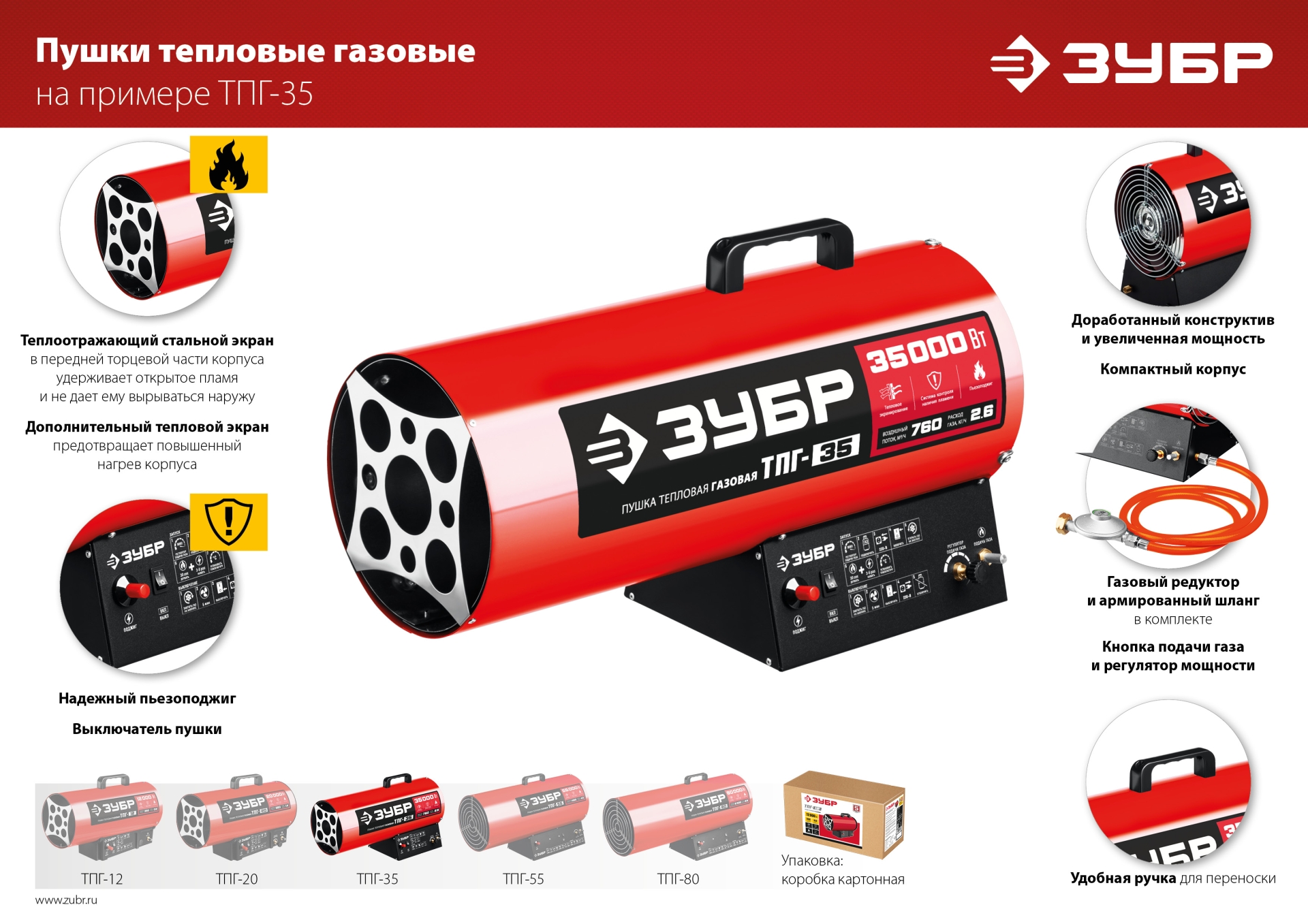 ЗУБР 35 кВт, газовая тепловая пушка (ТПГ-35)
