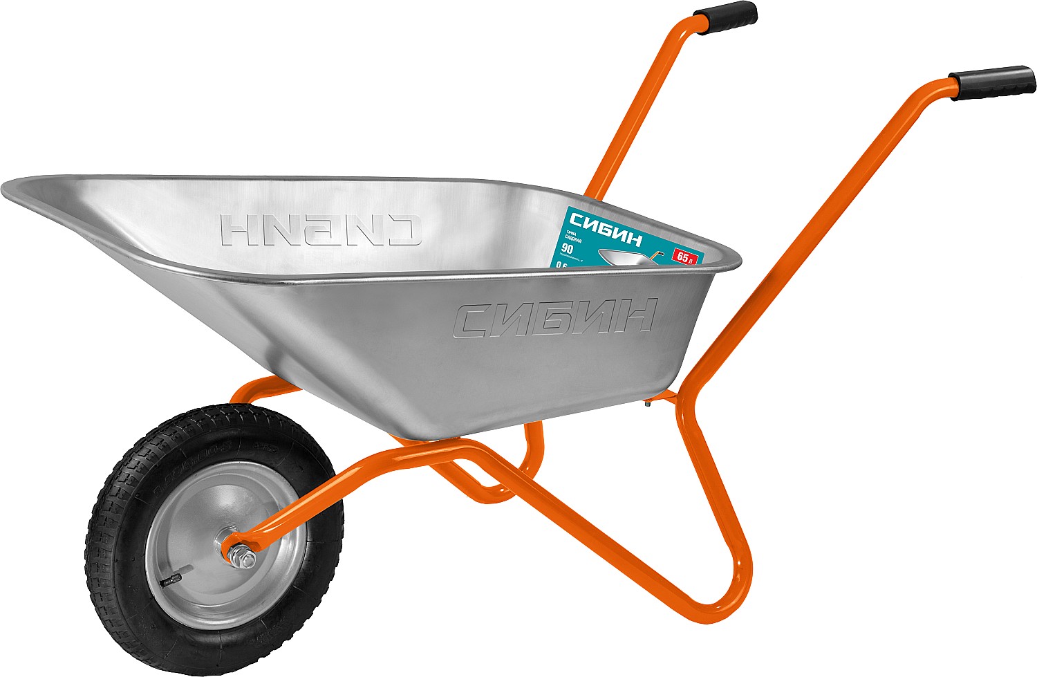 СИБИН СТ-11, 65 л, 90 кг, одноколесная, пневматические колеса, садовая тачка (39908)