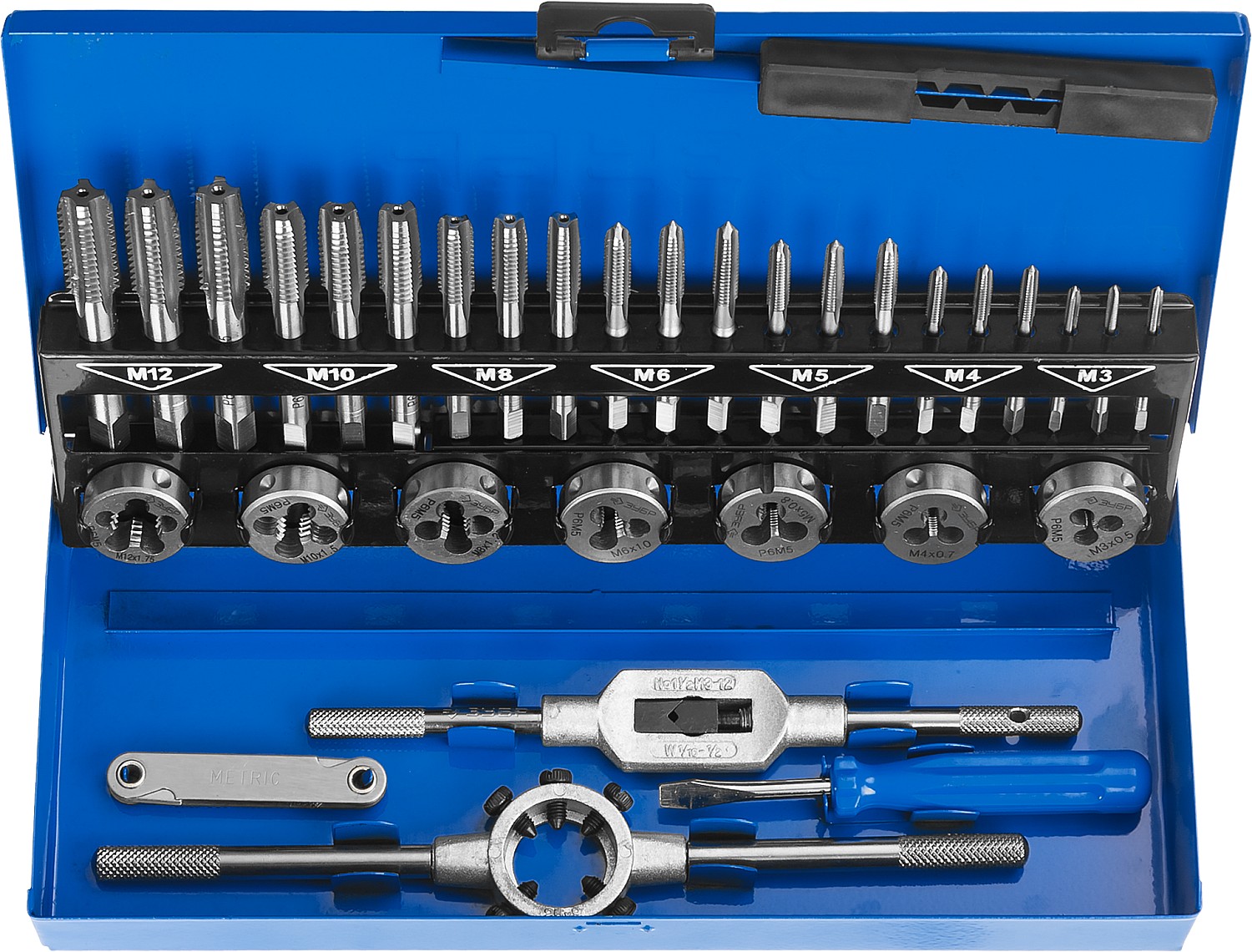 ЗУБР 32 предмета, сталь Р6М5, набор метчиков и плашек, Профессионал (28110-H32)