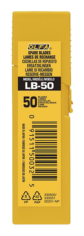 OLFA 18 мм, 50 шт, в пластиковом кейсе, сегментированные лезвия (OL-LB-50)