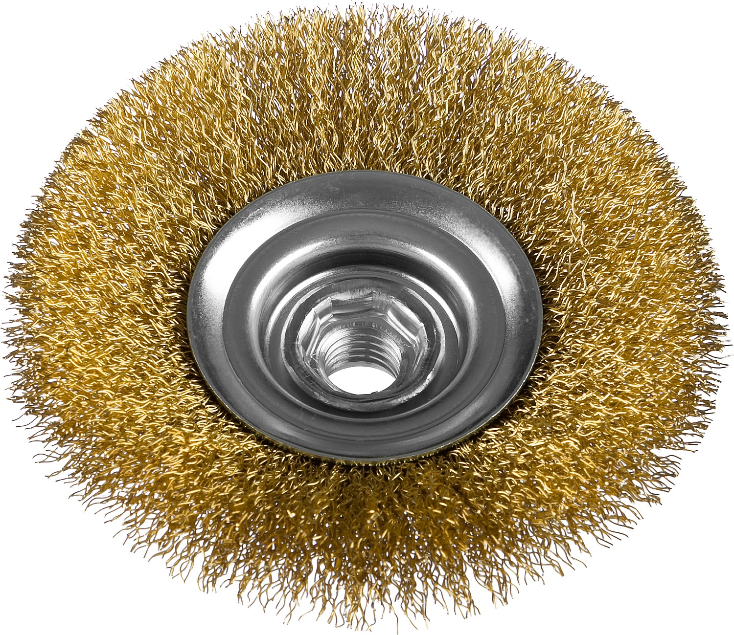 ЗУБР 115 мм, витая стальная латунированная проволока 0.3 мм, коническая щетка-крацовка для УШМ, Профессионал (35267-115)