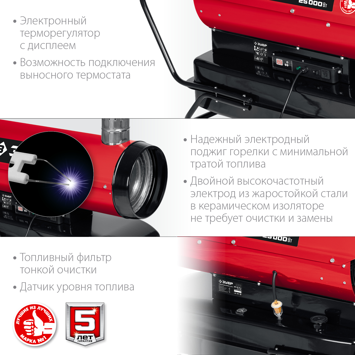 ЗУБР 25 кВт, дизельная тепловая пушка, непрямой нагрев (ДПН-К10-25-Д)