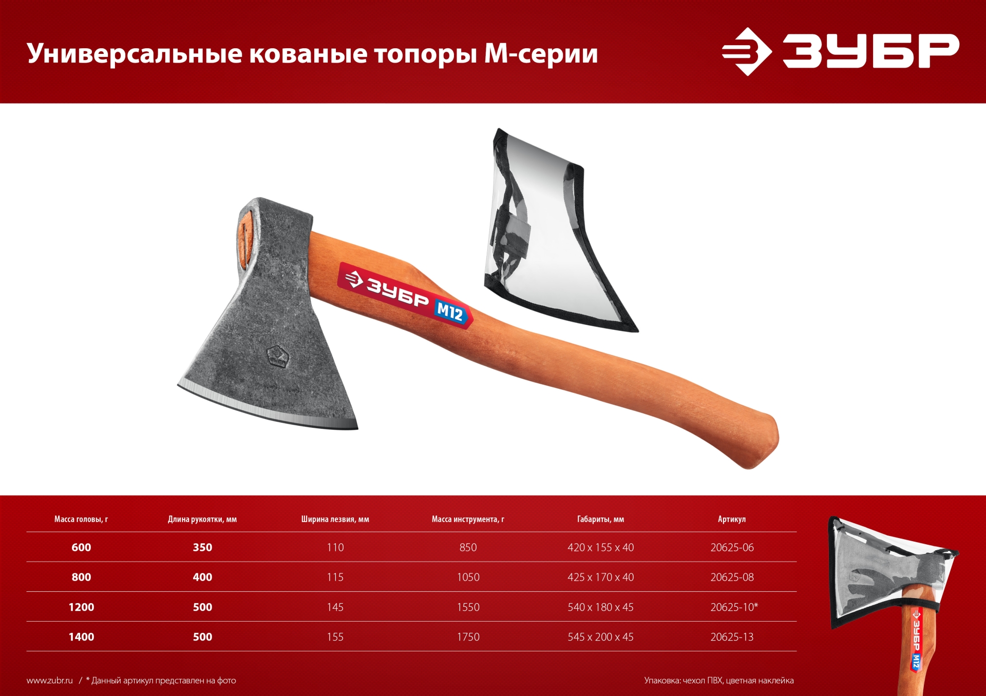 ЗУБР 600/700 г, 360 мм, универсальный кованый топор (20625-06)