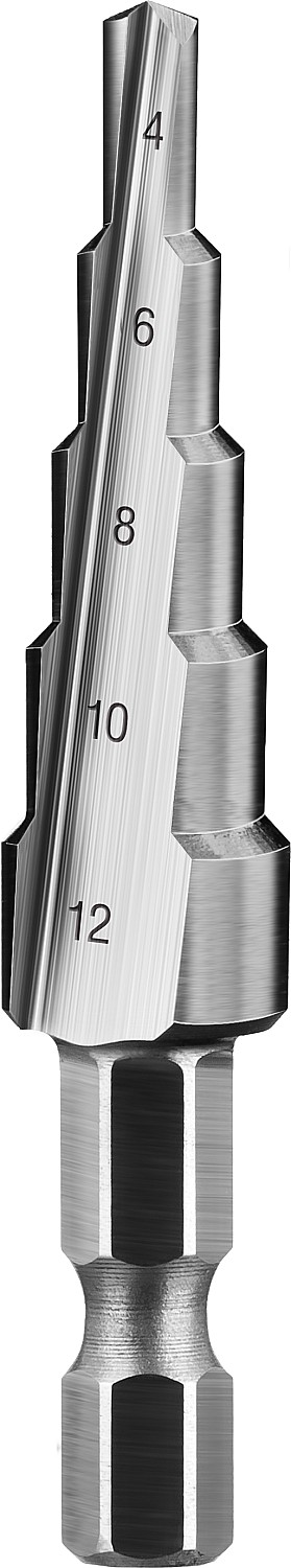 ЗУБР 4-12 мм, 5 ступеней, сталь Р6М5, ступенчатое сверло, Профессионал (29670-4-12-5)