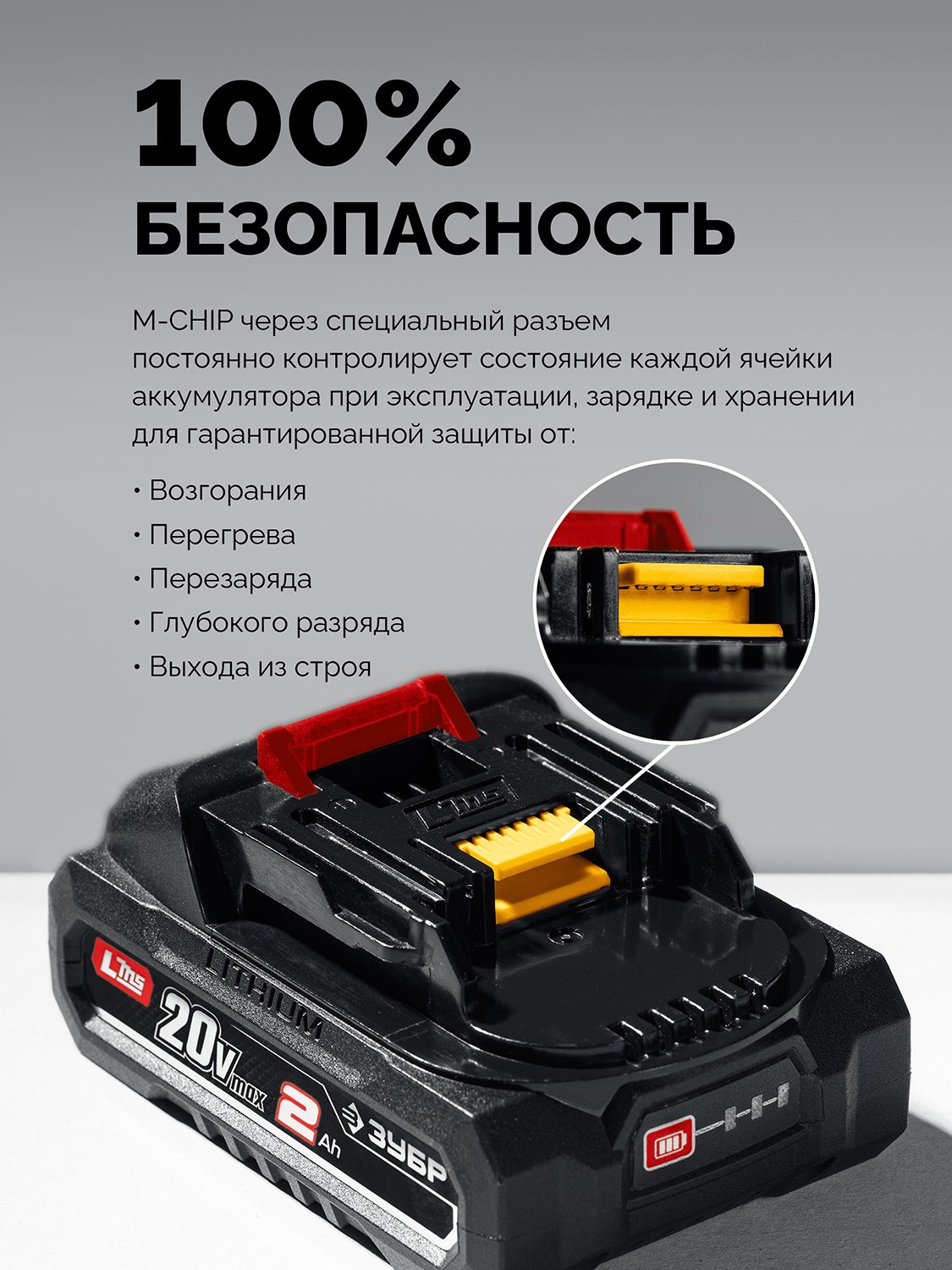 ЗУБР 20 В, 150 мм шина, без АКБ (LMS), мини-пила цепная аккумуляторная (ПЦБ-2015)