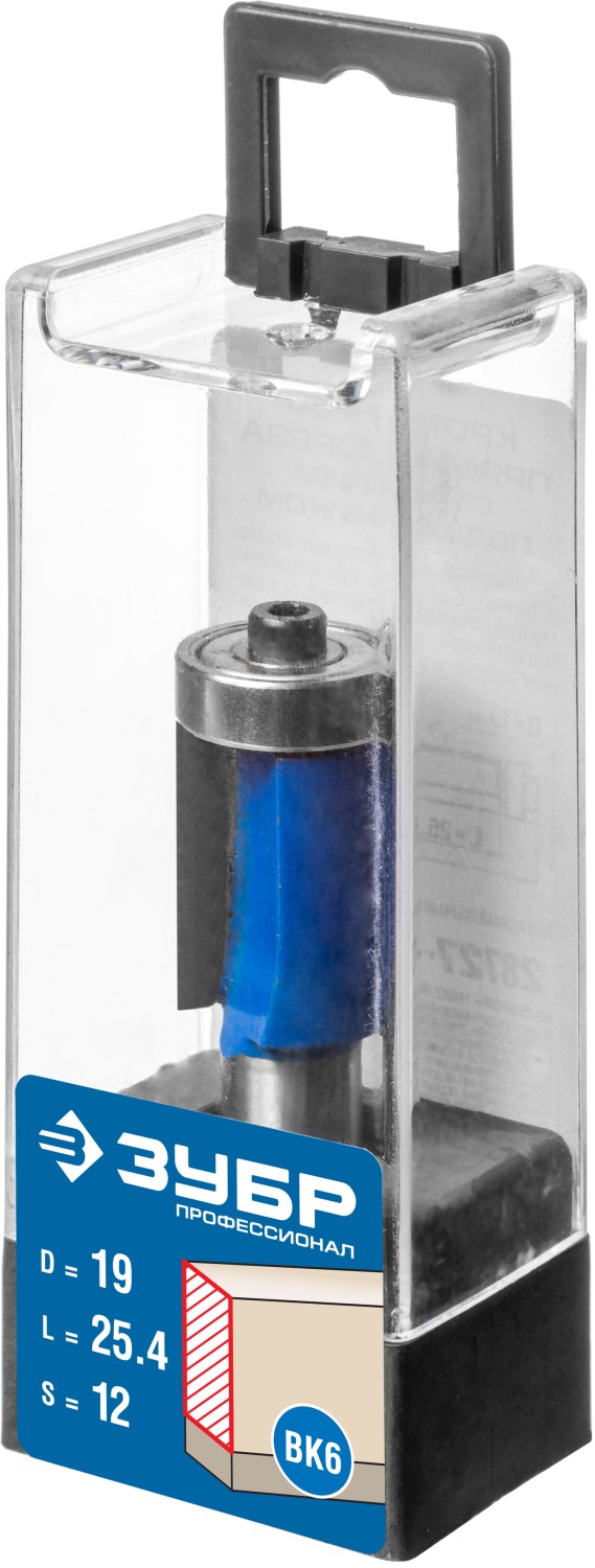 ЗУБР 19 x 25.4 мм, хвостовик 12 мм, фреза кромочная с нижним подшипником, Профессионал (28727-19-25.4-12)