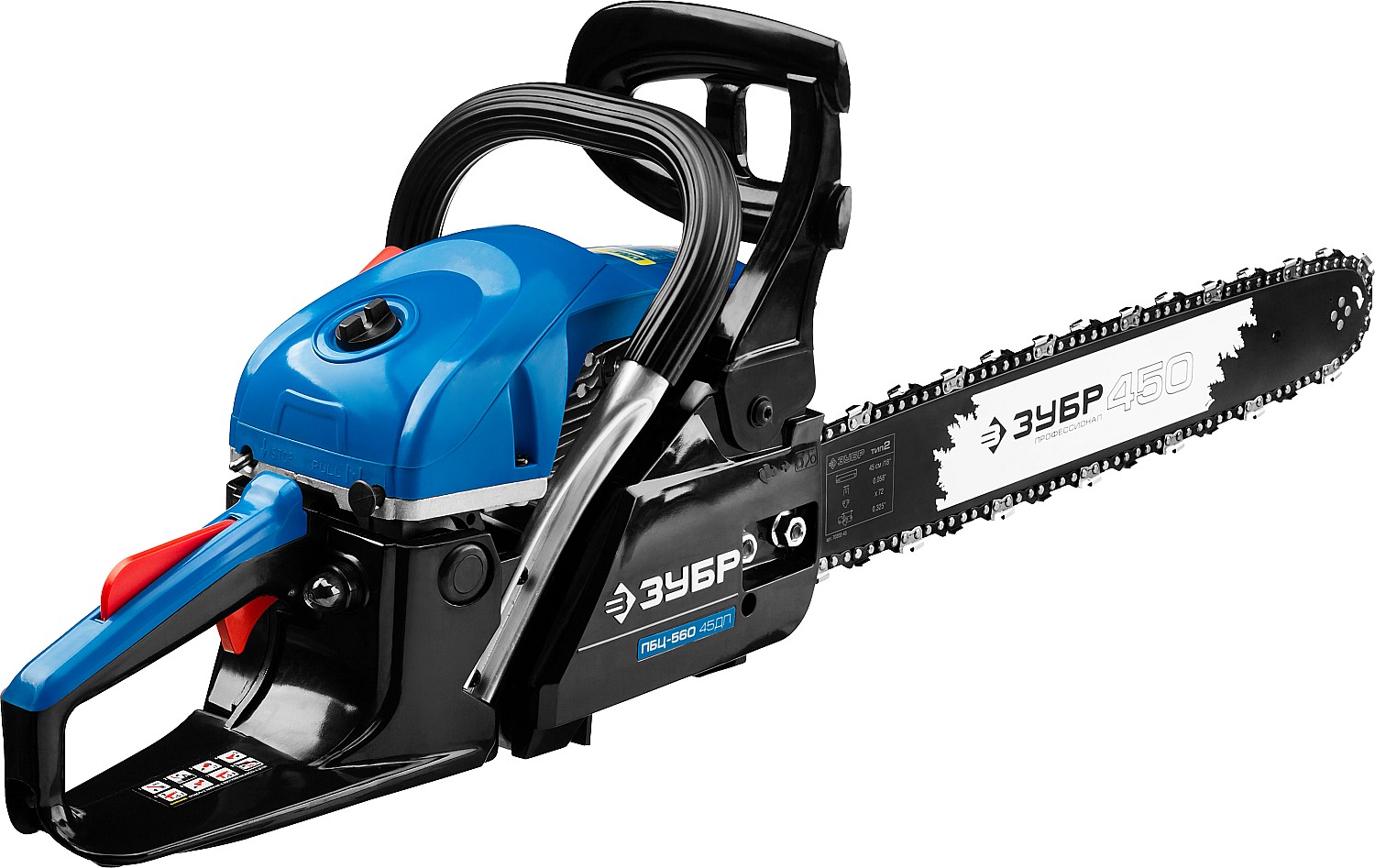 ЗУБР 56 см3, 45 см, бензопила, Профессионал (ПБЦ-560 45ДП)