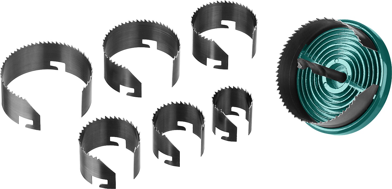 KRAFTOOL 7 шт, (25-32-38-45-50-56-62 х 18 мм), наборная кольцевая пила по дереву (29580-H7-18)