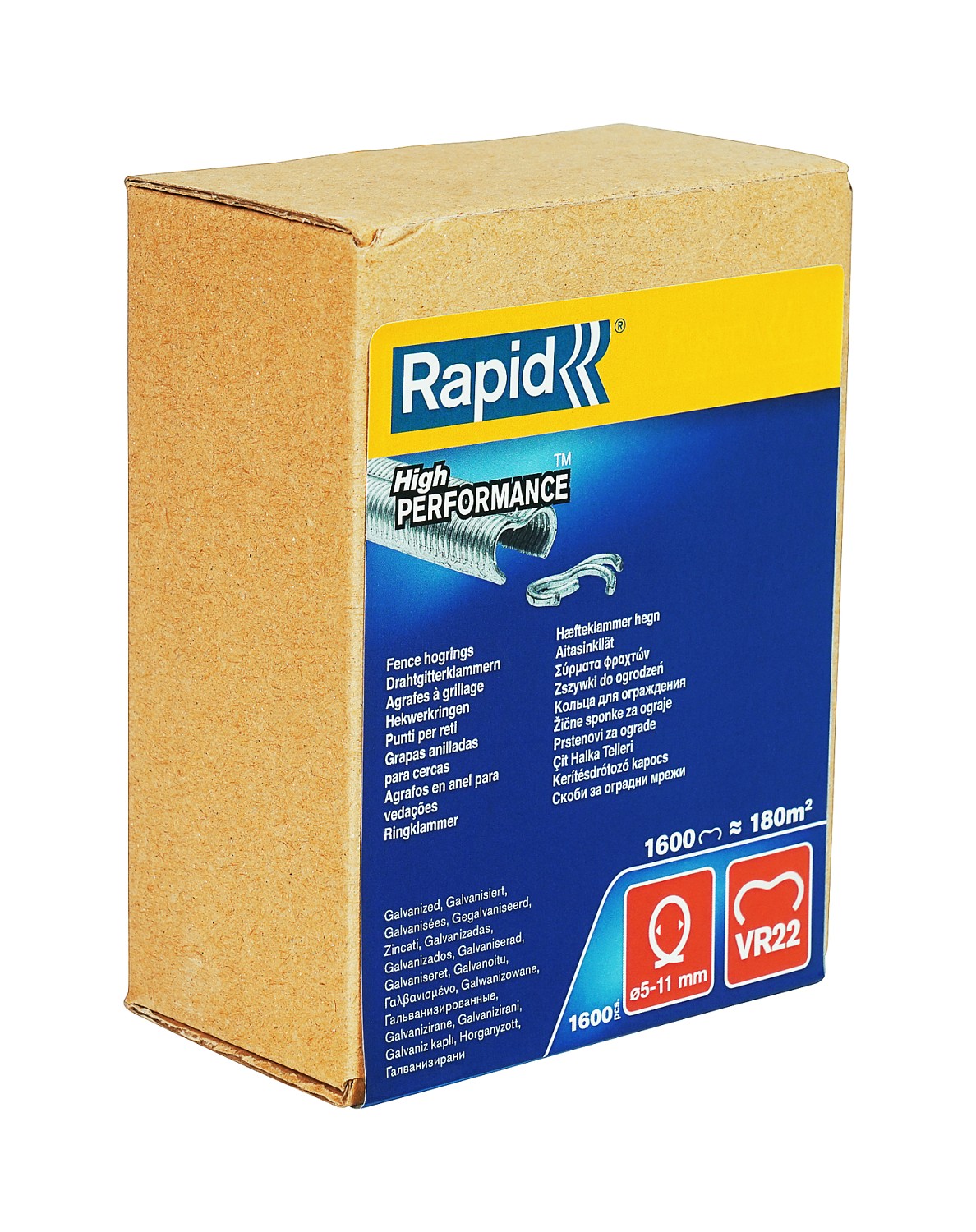 RAPID FP222, VR22, 5 - 11 мм, 1600 шт, кольцевые профессиональные стальные скобы (40108810)