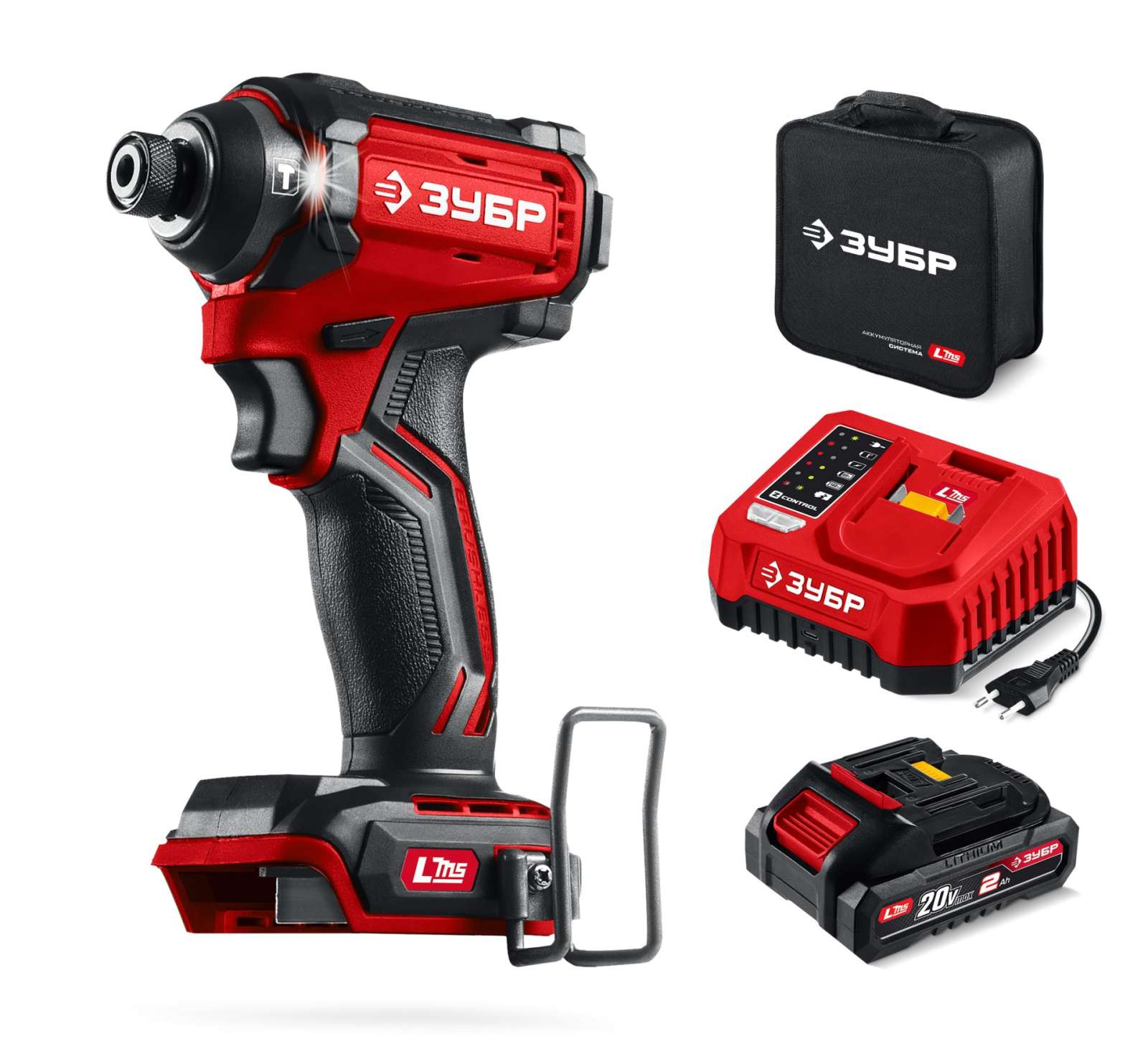 ЗУБР 20 В, 180 Н·м, 1 АКБ LMS (2 А·ч), бесщеточный ударный винтоверт, сумка (ВБУ-180-21)