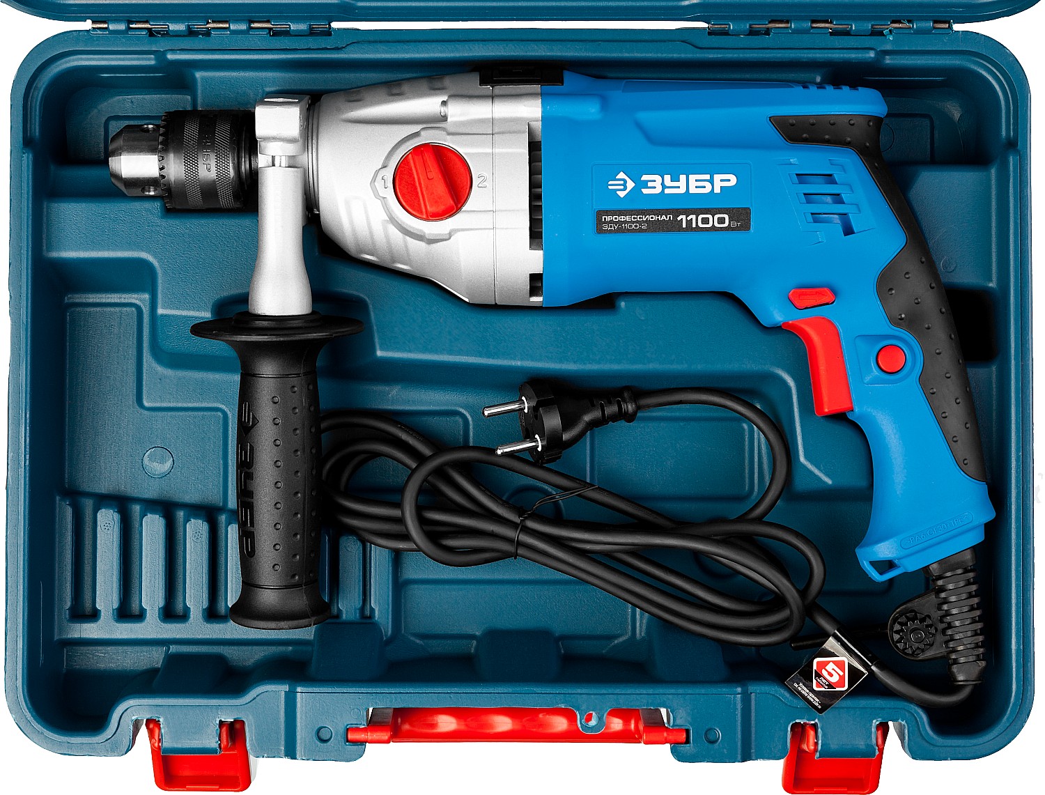 ЗУБР 1100 Вт, 13 мм, 2 скорости, ударная дрель, мет. корпус, Профессионал (ЗДУ-1100-2 ЭРМКМ2)