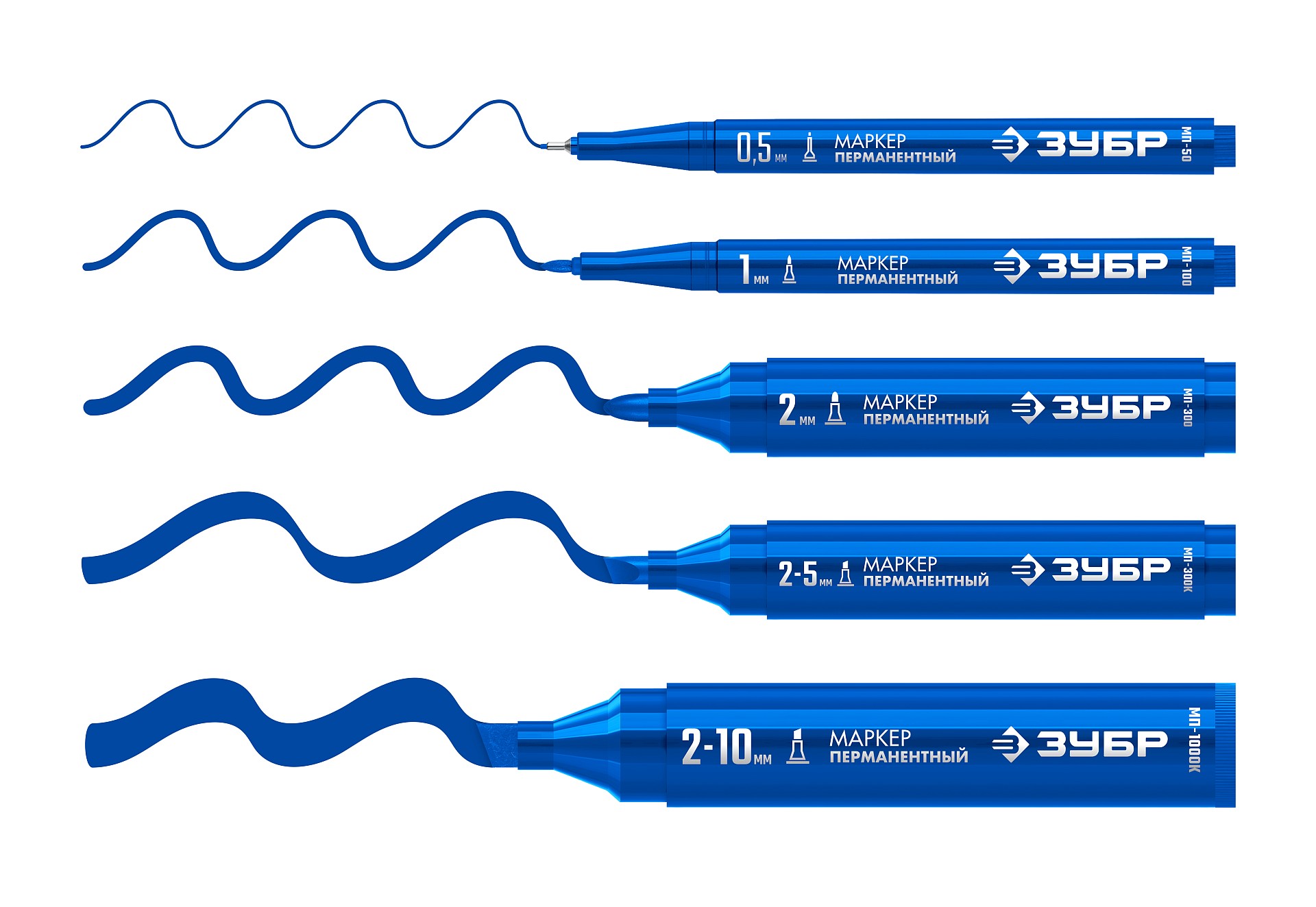 ЗУБР МП-1000К синий, 2-10 мм, клиновидный перманентный маркер (06333-7)