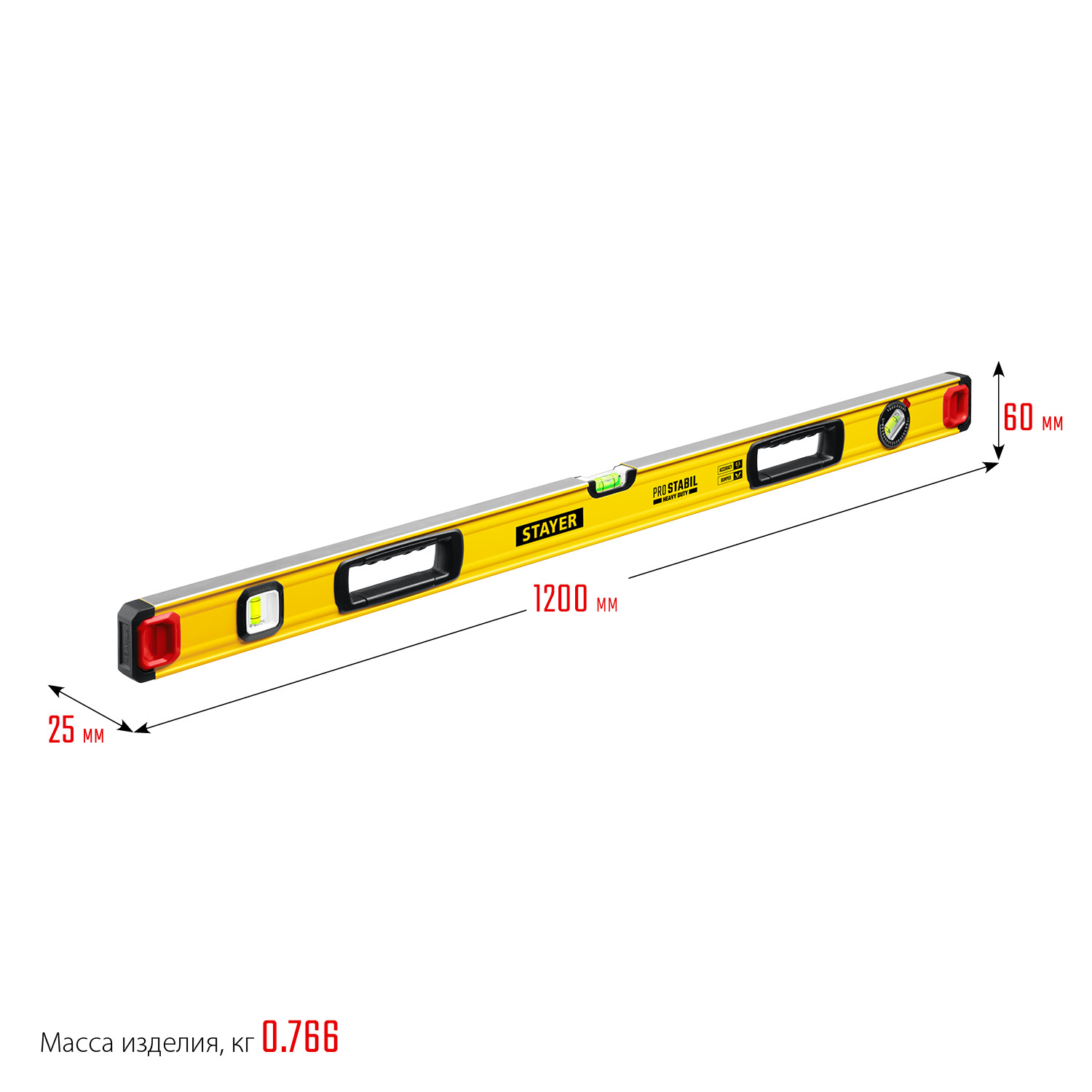 STAYER PRO STABIL, 1200 мм, усиленный профиль, уровень с поворотным глазком, Professional (3471-120)
