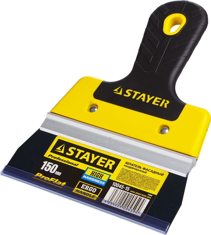 STAYER PROFlat, 150 мм, усиленная алюминиевая направляющая, двухкомпонентная ручка, анодированный, фасадный шпатель, Professional (10045-15)