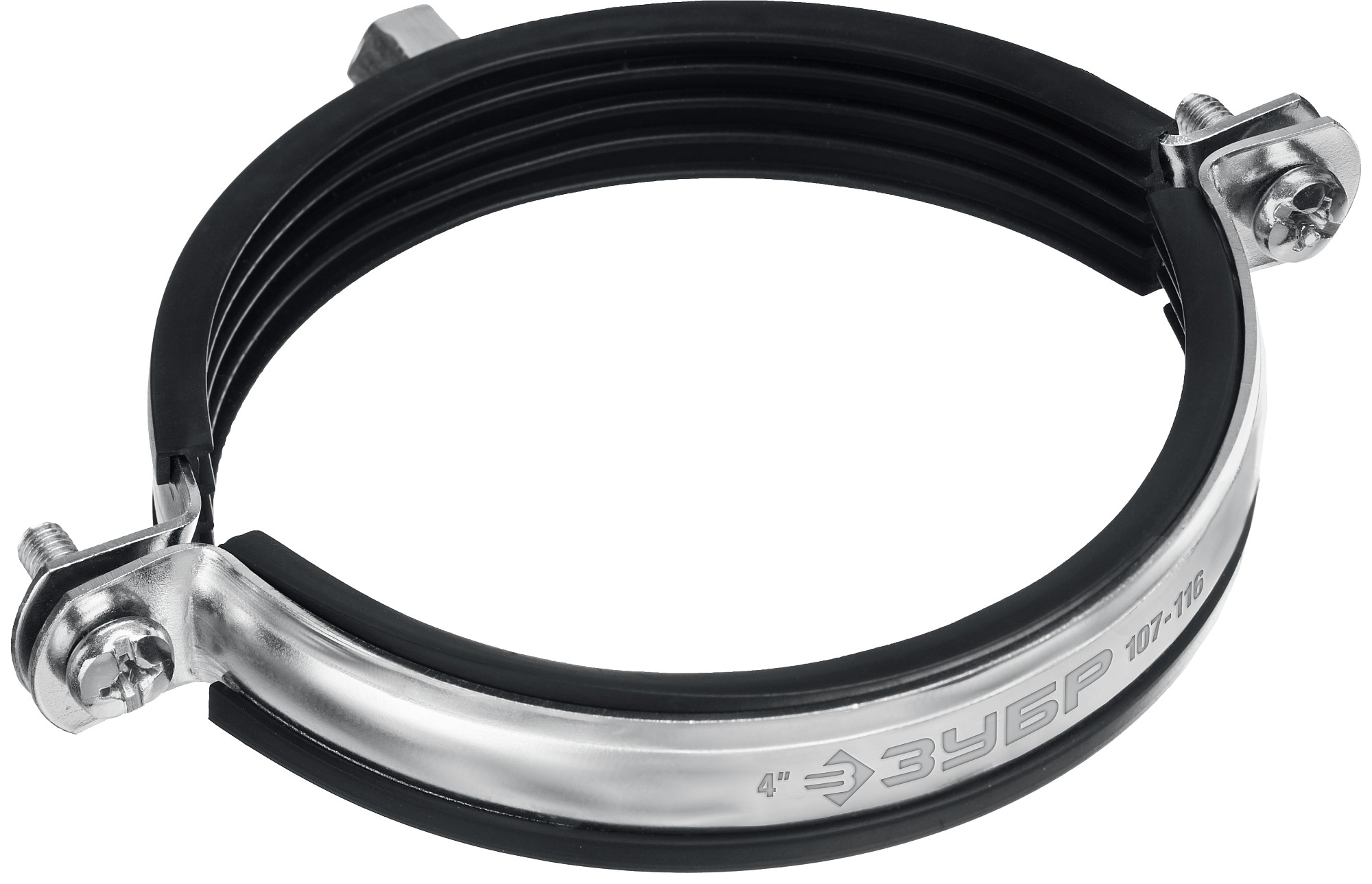 ЗУБР 4″, М8/М10, цинк, 10 шт, трубный хомут с гайкой (37880-107-116)