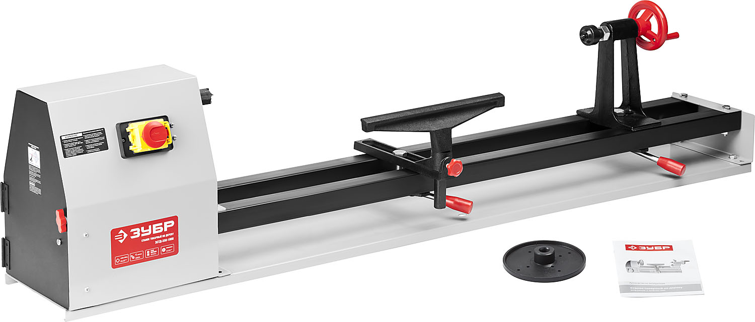 ЗУБР d 350 мм, 1000 мм, 350 Вт, токарный станок по дереву (ЗСТД-350-1000)