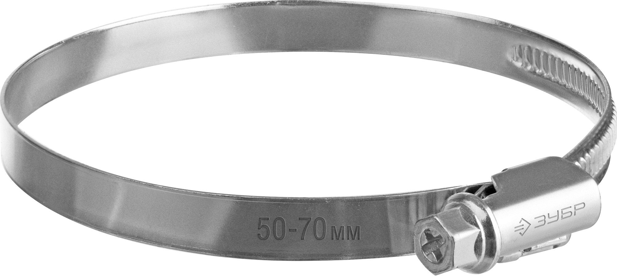 ЗУБР Х-9Н, 50 - 70 мм, накатная лента 9 мм, цинк, 50 шт, червячный хомут (37807-70)
