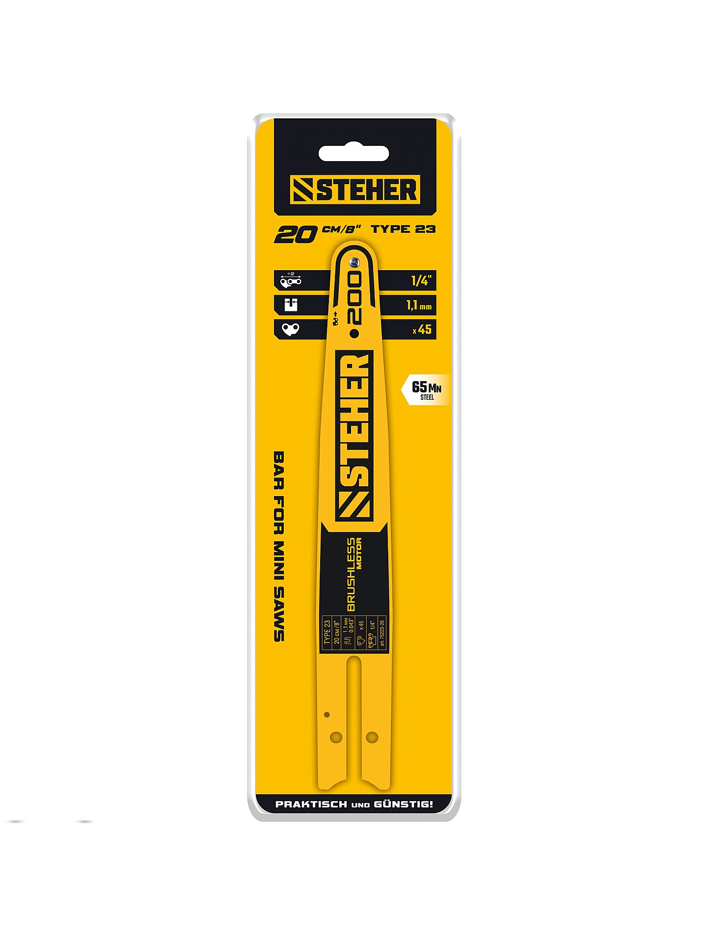 STEHER тип 23, 20 см, шаг 1/4″, паз 1.1 мм, 45 звеньев, шина (75223-20)