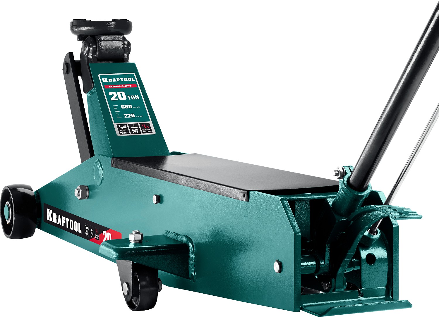 KRAFTOOL HIGH-LIFT, 20 т, 220 - 680 мм, для тяжелой техники, подкатной домкрат (43455-20)