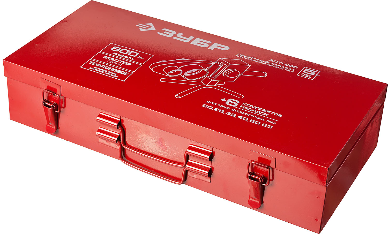 ЗУБР 800 Вт, паяльник для полипропиленовых труб, 6 насадок в комплекте (АСТ-800)