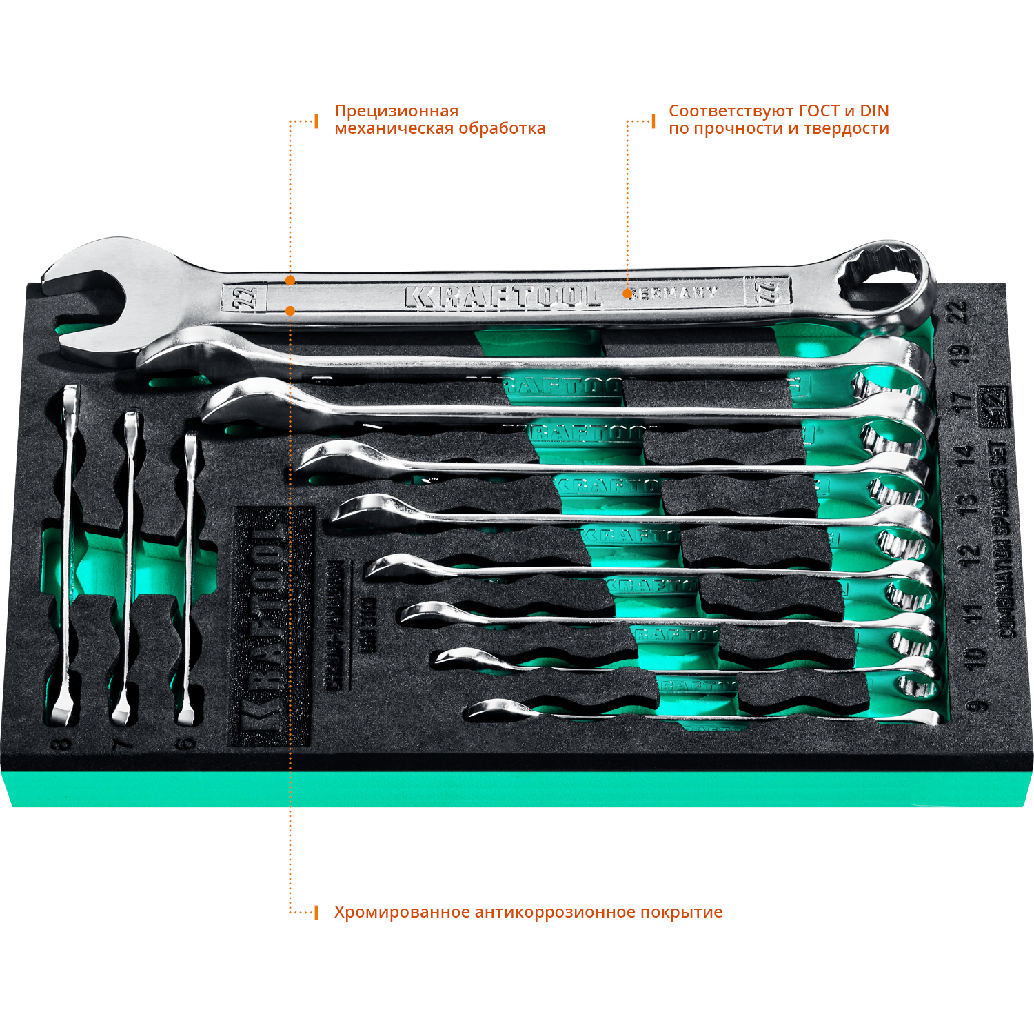KRAFTOOL 12 шт, 6 - 22 мм, набор комбинированных гаечных ключей (27079-H12E)