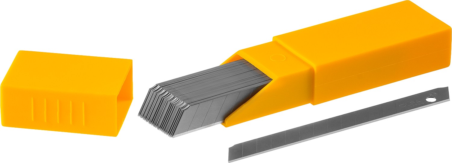 OLFA 9 мм, 50 шт, в пластиковом кейсе + блистер, сегментированные лезвия (OL-AB-50B)