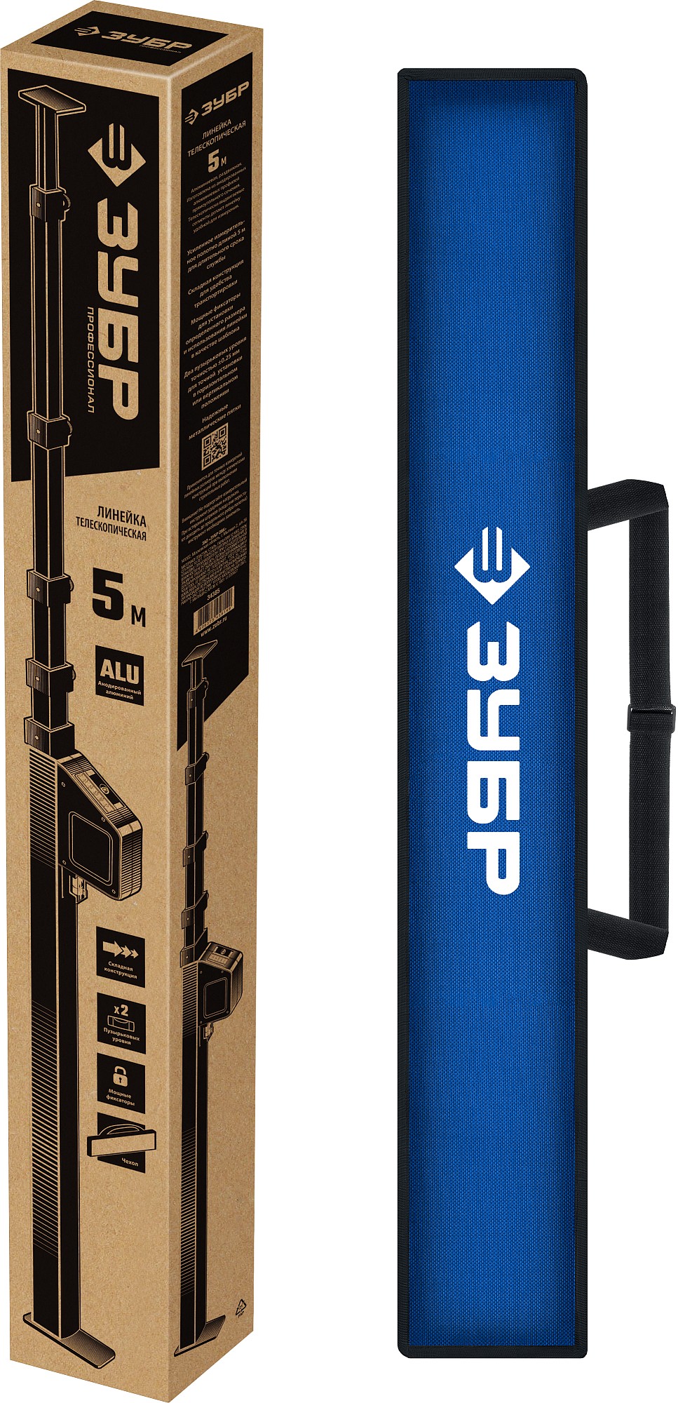 ЗУБР 5 м, телескопическая линейка, Профессионал (34385)