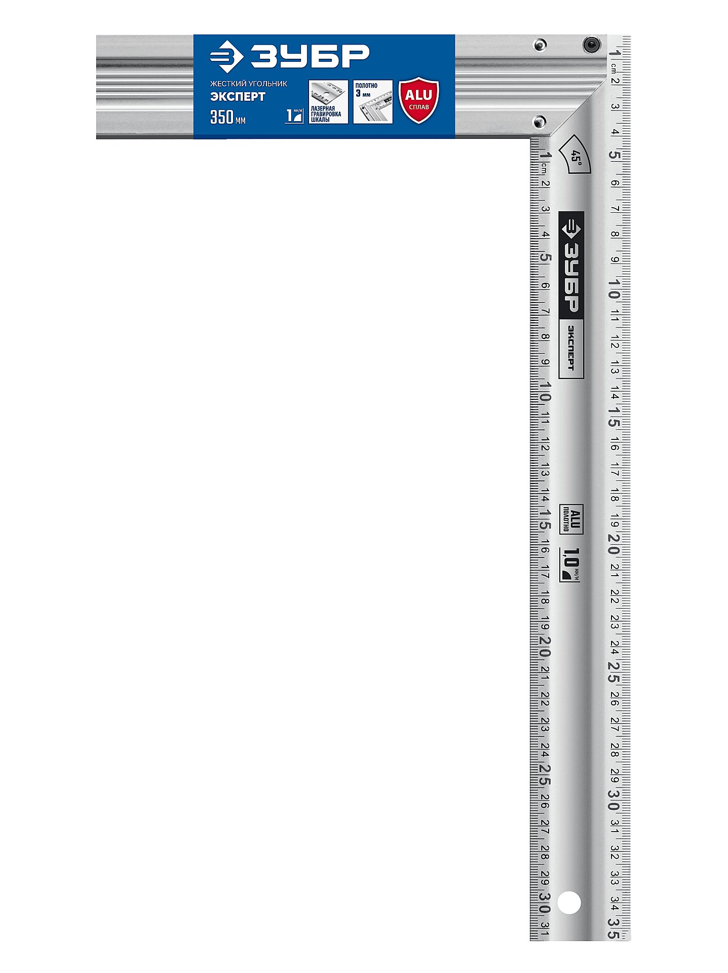 ЗУБР ЭКСПЕРТ 350 мм, жесткий столярный угольник, Профессионал (34392-35)