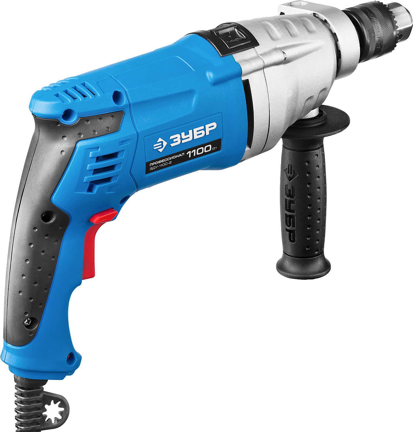 ЗУБР 1100 Вт, 13 мм, 2 скорости, ударная дрель, мет. корпус, кейс, Профессионал (ЗДУ-1100-2 ЭРММ2)
