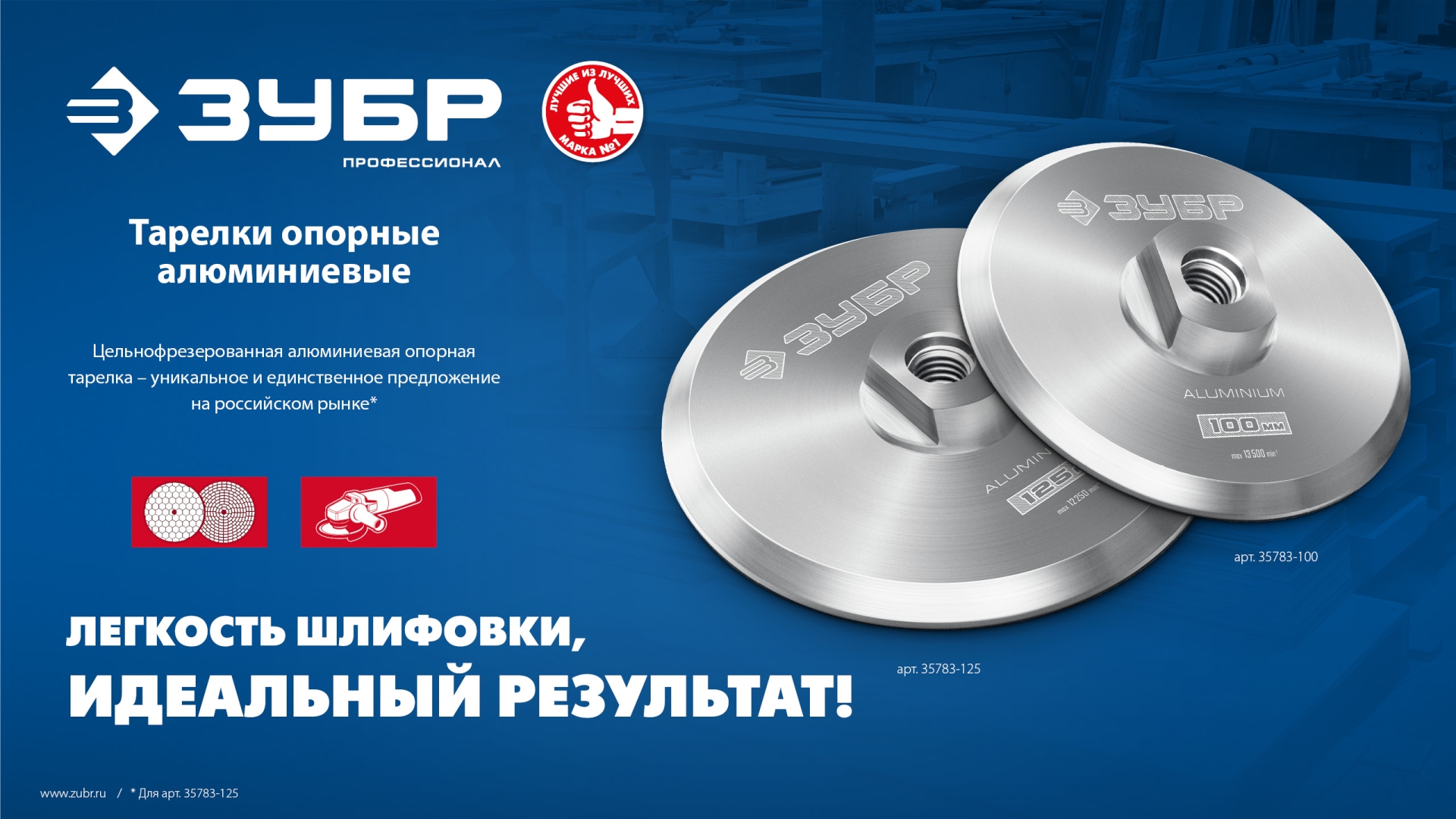 ЗУБР d 100 мм, М14, держатель алюминиевый для АГШК, ПРОФЕССИОНАЛ (35783-100)