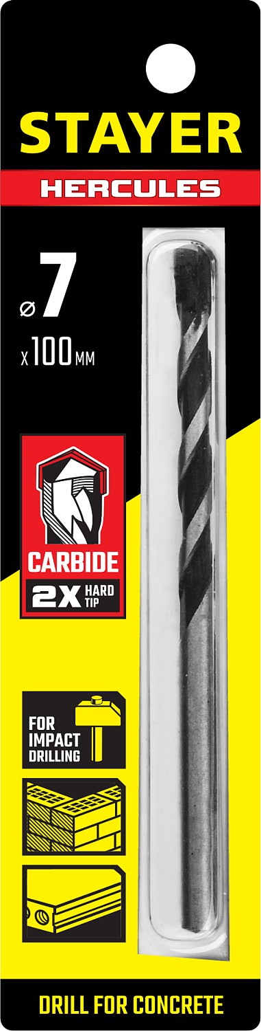 STAYER Hercules, 7 x 100 мм, cверло по бетону, Professional (2915-100-07)