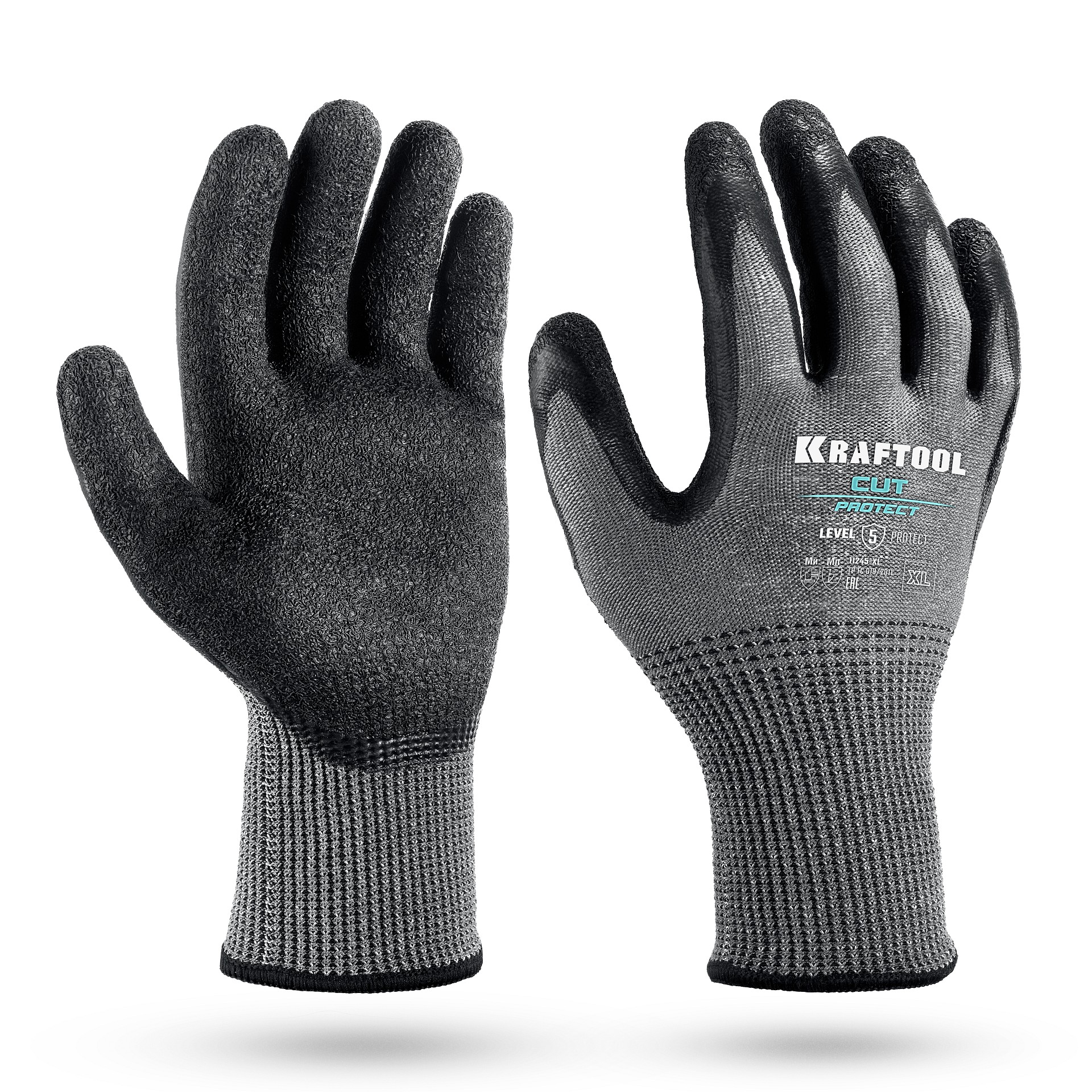 KRAFTOOL CUT PROTECT, XL (10), перчатки с кевларовой нитью для защиты от порезов, с рельефным латексным покрытием (11245-XL)